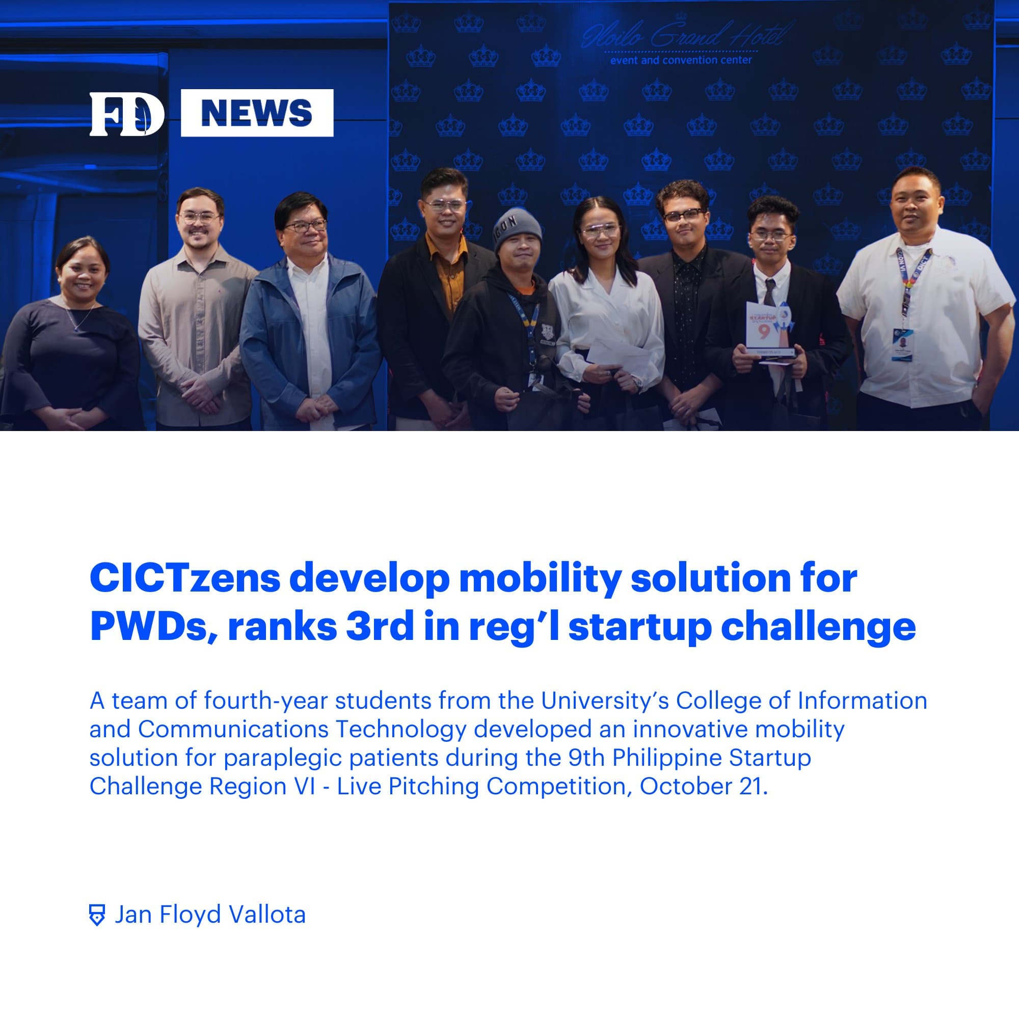 NEWS UPDATE: CICTzens develop mobility solution for PWDs, ranks 3rd in reg'l startup challenge thumbnail